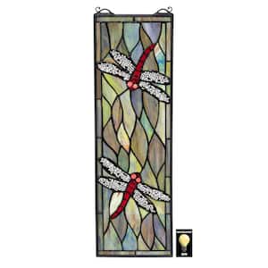 Tiffany Style Dragonfly Stained Glass Window Panel