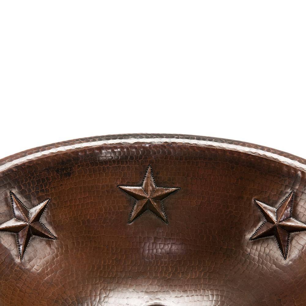 19'' Oval Star Hammered Copper Sink with Oil Rubbed Bronze Finish