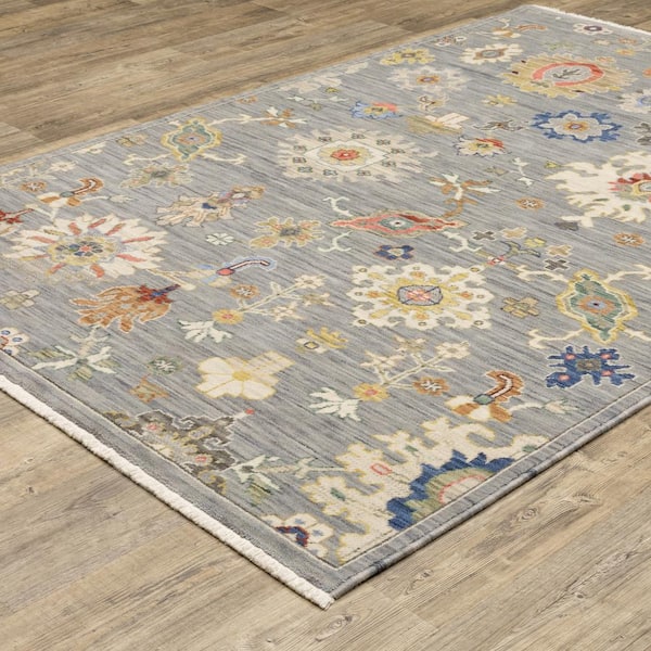 Lavista Gray/Multi-Colored 7 ft. x 10 ft. Vintage Persian Oriental Wool/Nylon Blend Indoor Area Rug