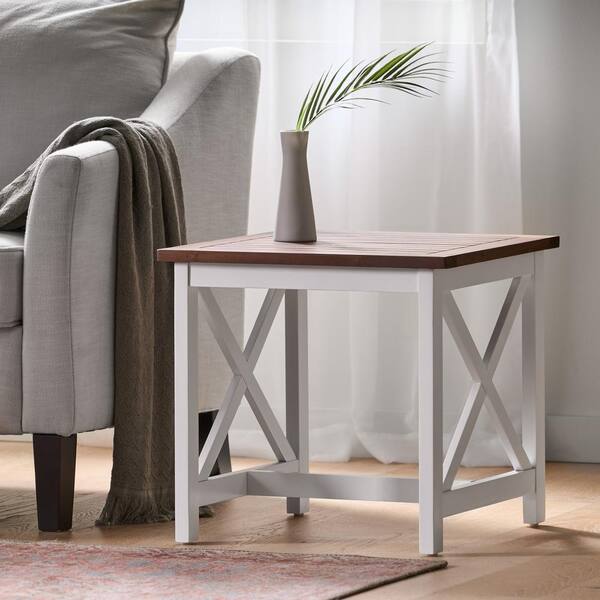 値頃 20 Brown White in. Table Side Outdoor Wood Acacia Square テーブル・チェア・ハンモック