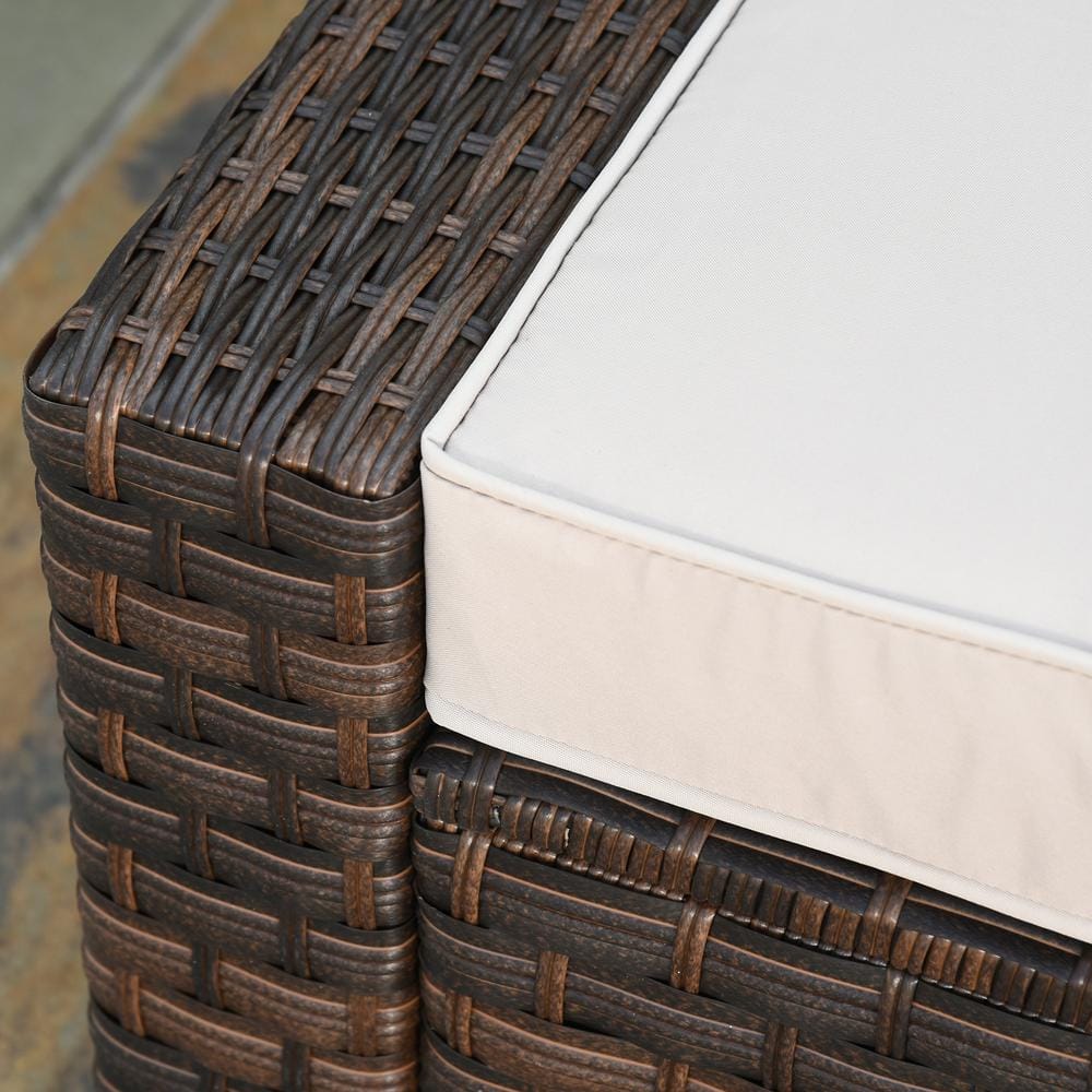 Beige PE Rattan 5-Piece Outdoor Patio Conversation Set