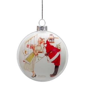 3 in. Norman Rockwell Christmas Surprise Glass Disc Ornament