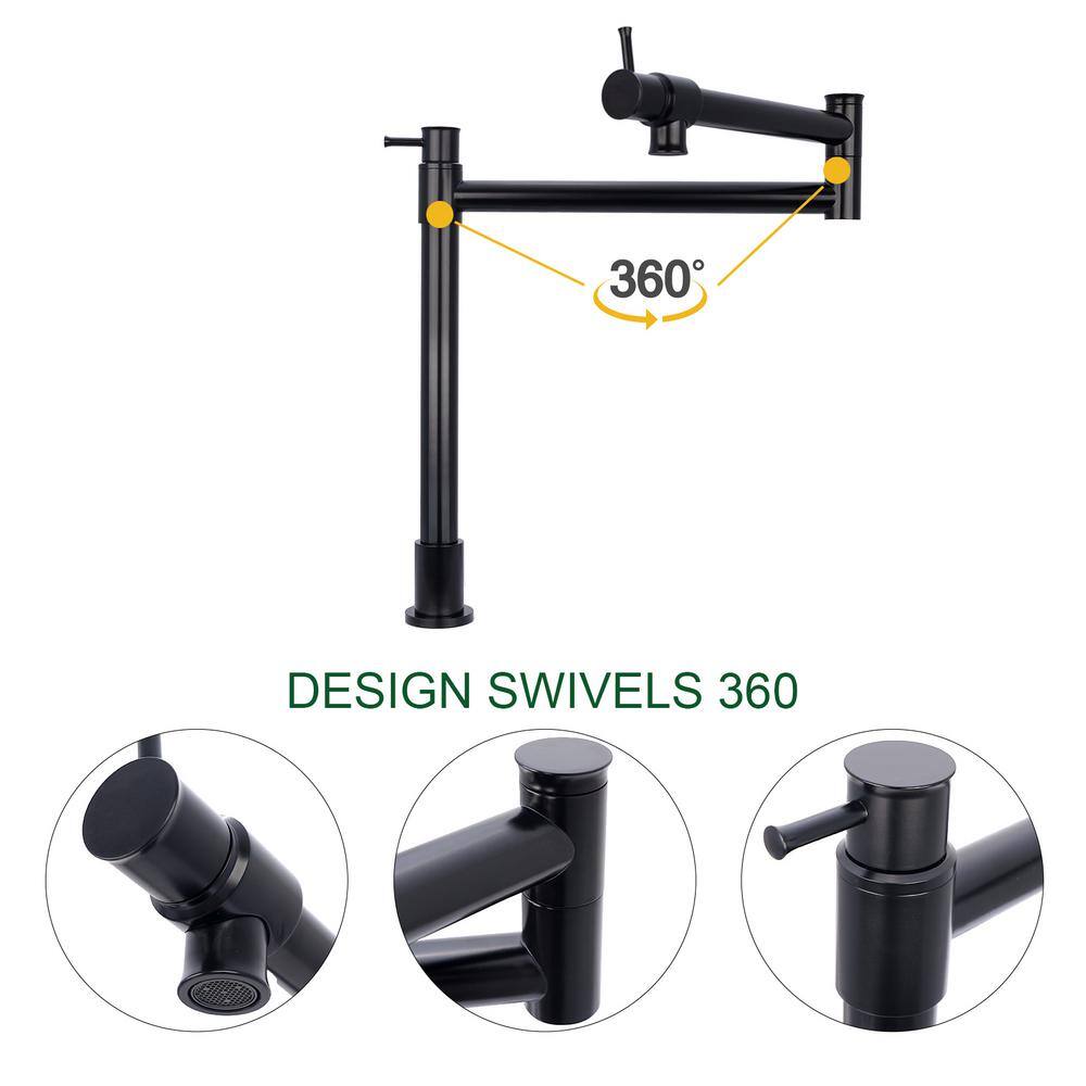 Matte Black Double Handle Pot Filler Faucet