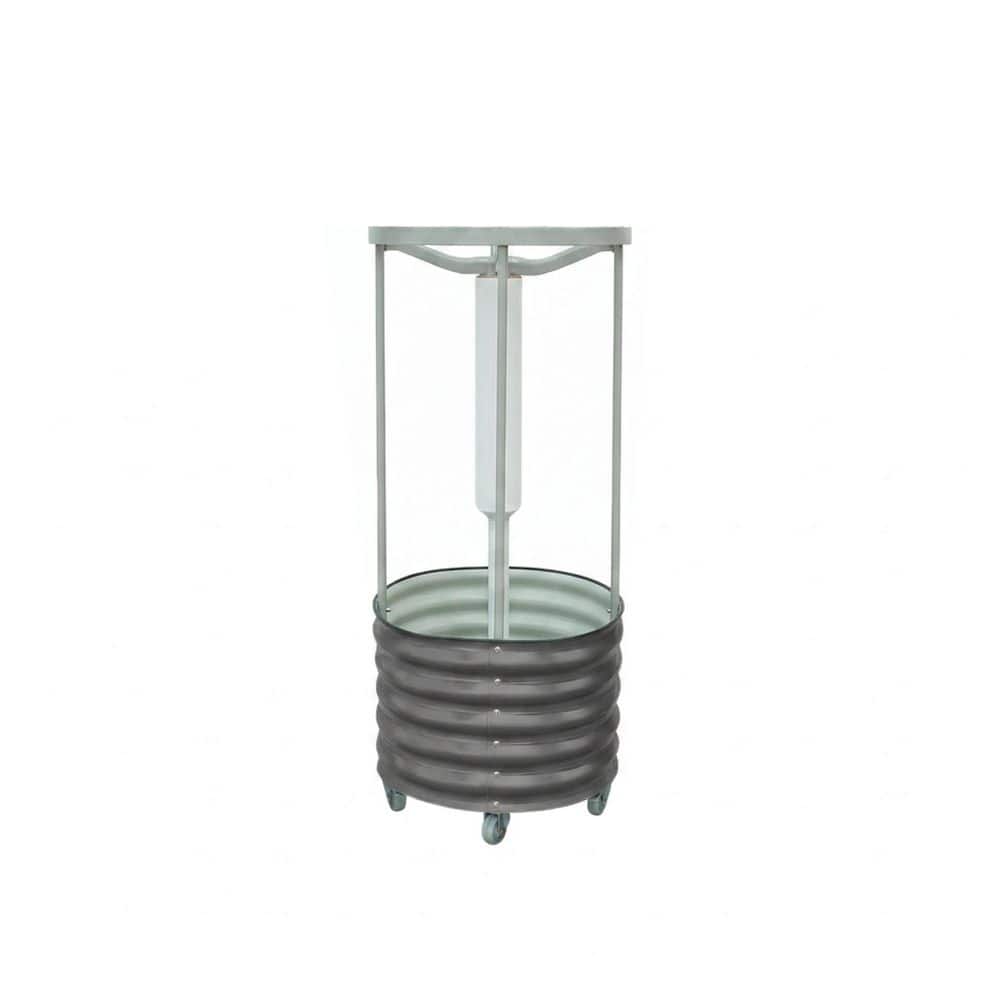 Classic 30 Gallon Modern Gray Metal Round Indoor/Outdoor Rolling Planter with Wheels price history on PriceWatchPro