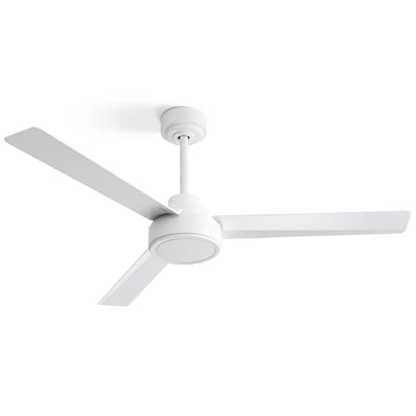KempModern 52 in. Indoor/Outdoor White Ceiling Fan without Light with Remote Control 6 Speed Quiet