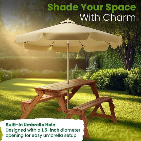 northbeam Natural Wood Interchangeable Picnic Table and Bench MPG