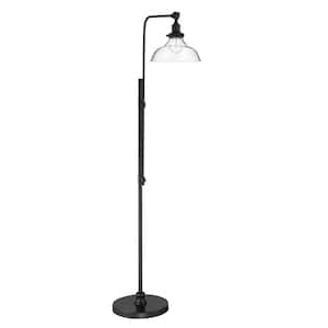 Floor Lamp 63 in. Flat Black Finish 1-Light Adjustable Base Arc Floor Lamp for Home with Clear Glass