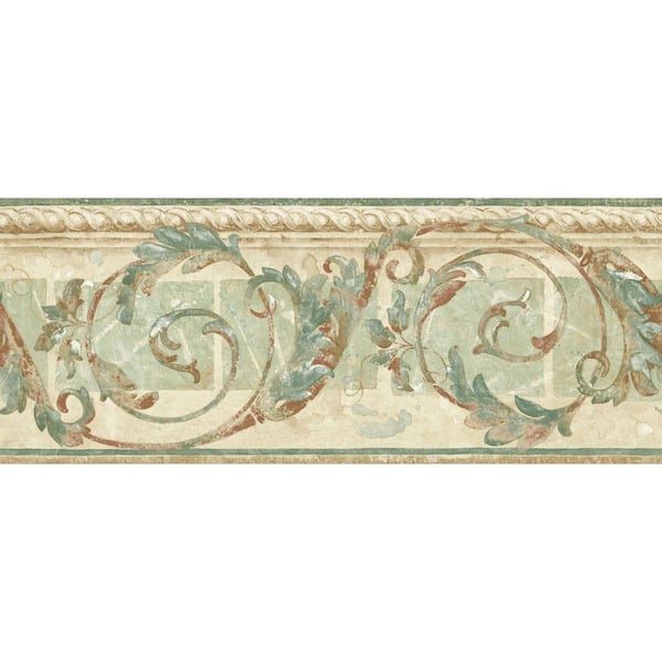 Unbranded 8.25 in. x 15 ft. Pastel Traditional Scroll Border
