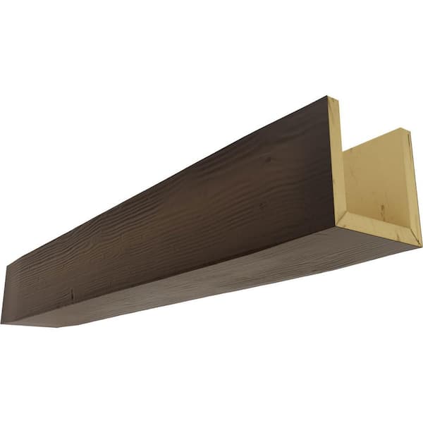 Ekena Millwork 8 in. x 4 in. x 8 ft. 3-Sided (U-Beam) Sandblasted Natural Mahogany Faux Wood Ceiling Beam