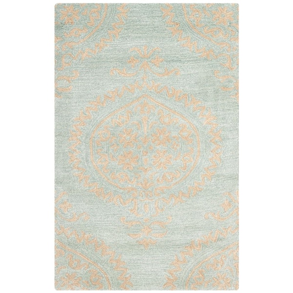 Soho 2 ft. x 3 ft. Blue/Beige Ornate Area Rug