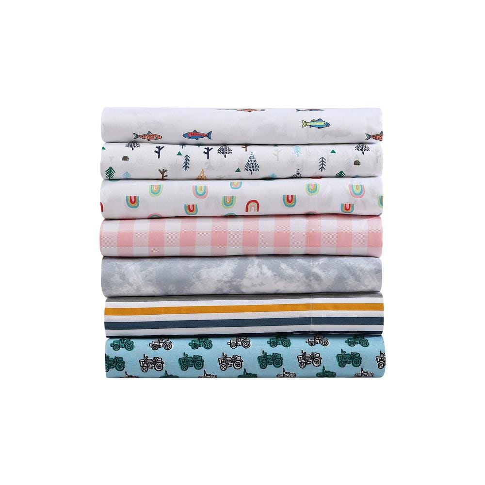 Blue Twin XL Cotton Polyester Microfiber Boys' Stripe Sheet Set