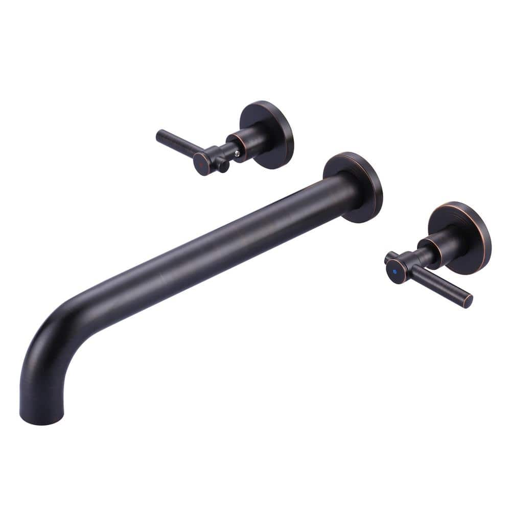 Oil Rubbed Bronze Double Handle Wall Mount Tub Faucet