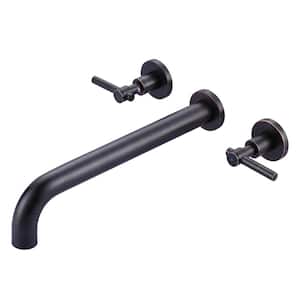 Double-Handle Wall-Mount Roman Tub Faucet in Oil Rubbed Bronze