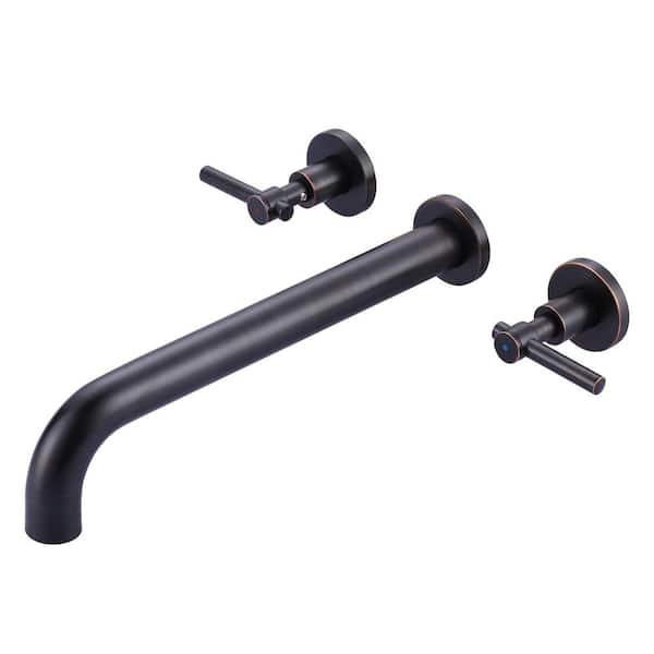 ALEASHA Double-Handle Wall-Mount Roman Tub Faucet in Oil Rubbed Bronze