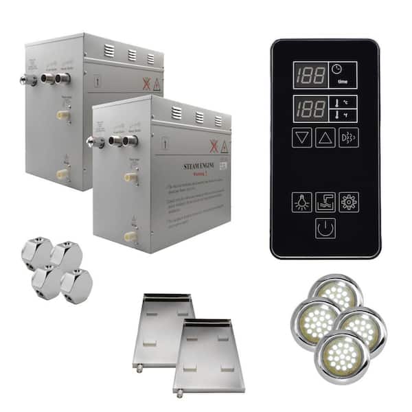 Superior SteamPoint 24kW Steam Bath Generators, Self-Draining with Digital Keypad in Black, Drip Pans, White Lights