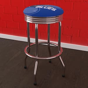 St. Louis Blues Logo 29 in. Blue Backless Metal Bar Stool with Vinyl Seat