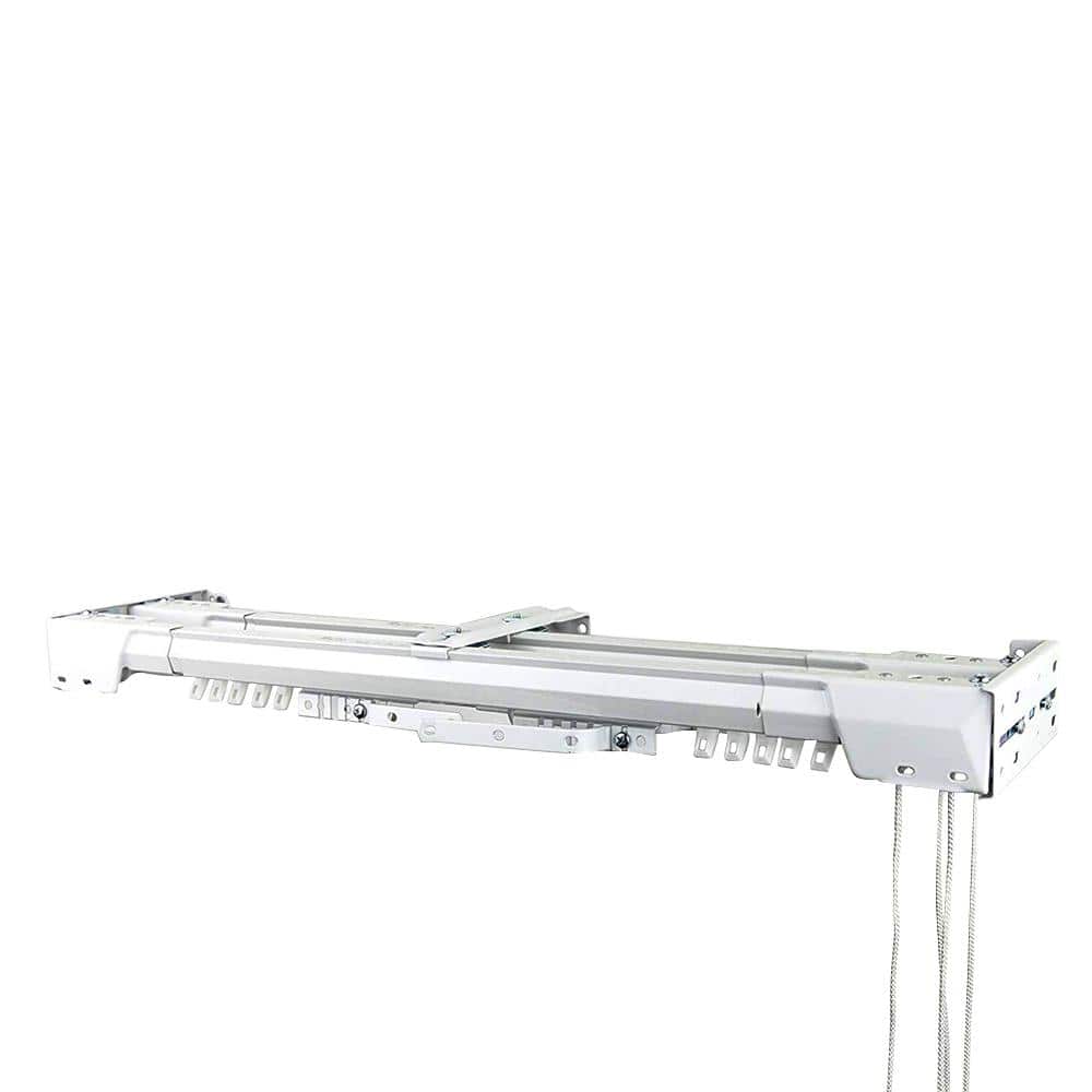 Adjustable White Steel Double Traverse Curtain Rod