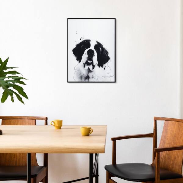 Empire Art Direct Poodle Black and White Pet Paintings on Reverse Printed  Glass Framed Dog Wall Art, 24 x 18 x 1, Ready to Hang 