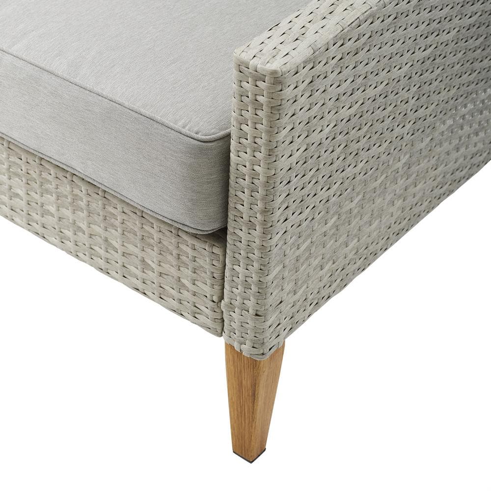 Gray Wicker Outdoor Accent Chairs with Cushions, 2-Piece Set