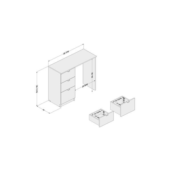 Bristol 3 online drawer writing desk