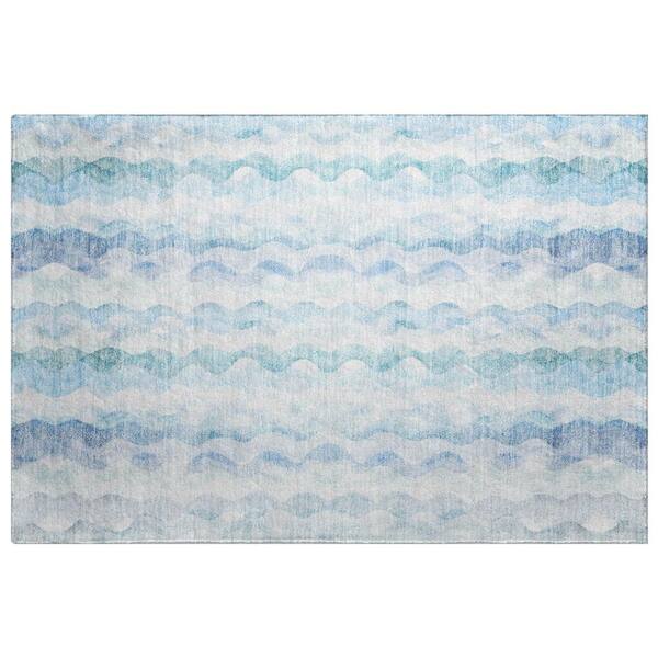 Dream Shag Premium Machine Washable Abstract ADS195 Blue 2 ft. x 3 ft. Accent Rug