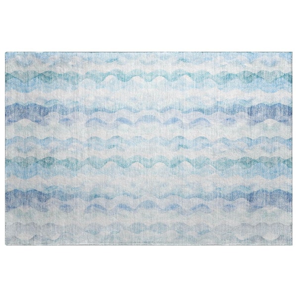 Dream Shag Premium Machine Washable Abstract ADS195 Blue 3 ft. x 4 ft. Area Rug