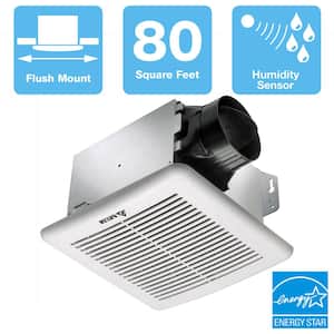 GreenBuilder G2 Series 80 CFM Wall or Ceiling Bathroom Exhaust Fan with Adjustable Humidity Sensor, ENERGY STAR