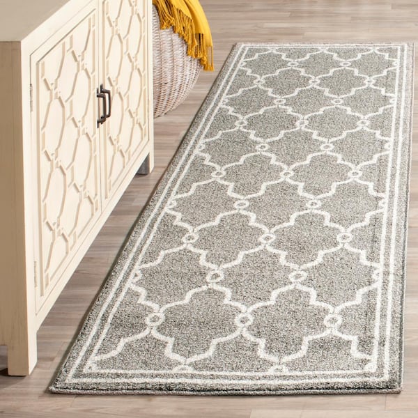 Amherst Dark Gray/Beige 2 ft. x 11 ft. Geometric Diamond Runner Rug