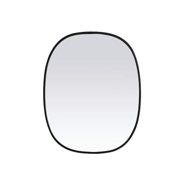 Unbranded Simply Living 24 in. W x 30 in. H Oval Metal Framed Black Mirror
