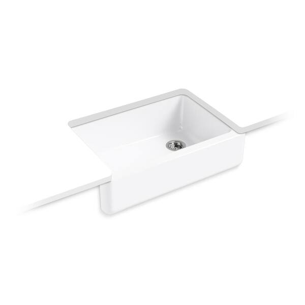 KOHLER Whitehaven Undermount Cast Iron 33 in. Kitchen Sink in White with Artifacts Faucet in Stainless Steel