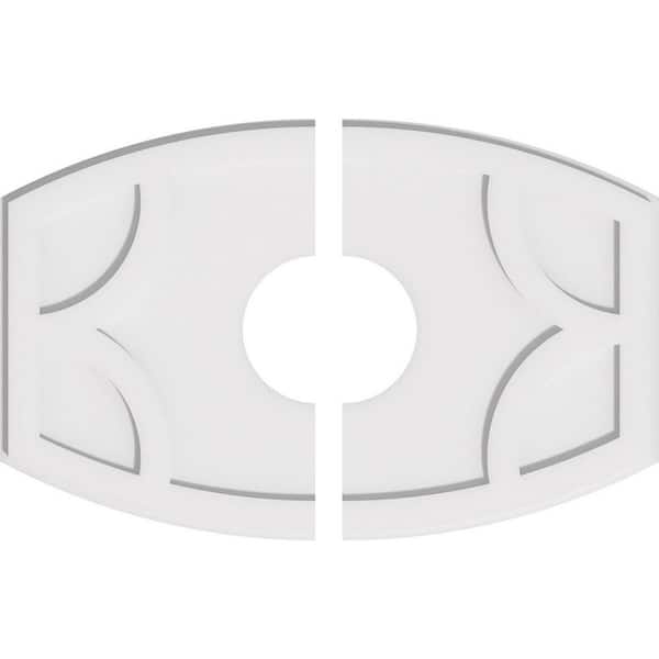 Ekena Millwork 30 in. W x 20 in. H x 7 in. ID x 1 in. P Kailey Architectural Grade PVC Contemporary Ceiling Medallion (2-Piece)