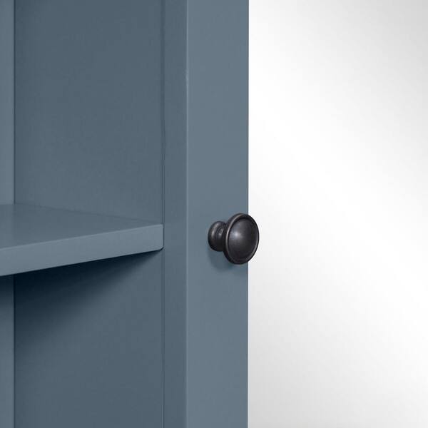 Zeus & Ruta 35 in. W x 29 in. H Gray Blue Rectangular Wood