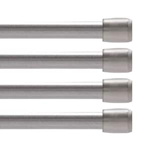 Fast Fit No Tools 18 in. - 28 in. Adjustable Spring Tension Curtain Rod, 7/16 in. Dia. in Gunmetal, Set of 4