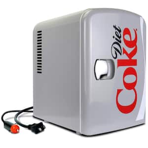 4L Cooler/Warmer with12V DC and 110V AC Cords, 6 Can Portable Mini Fridge, Black