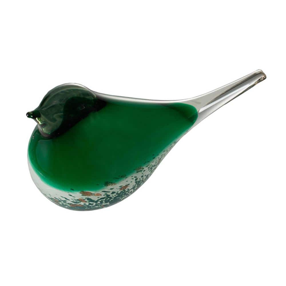 Elegant Green Glass Bird Figurines Set