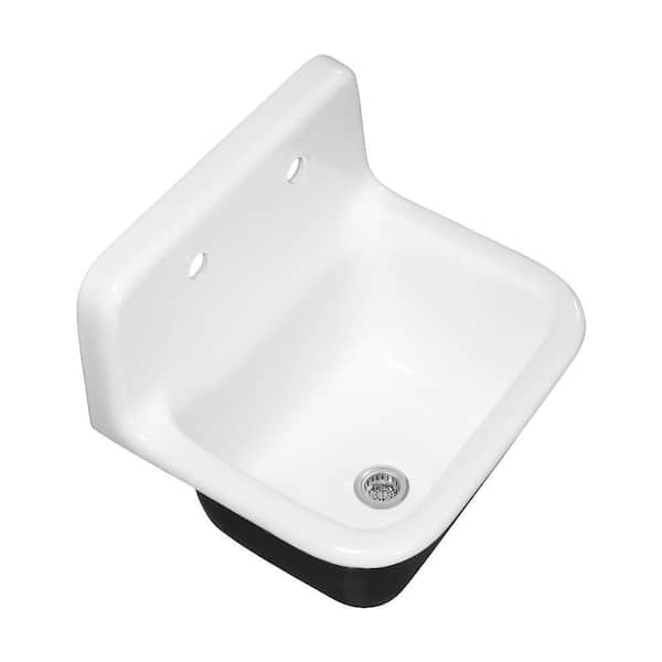 Petra Galley 22.1 in. Wall Mount Single Cast Iron Kitchen Sink with Basket Strainer
