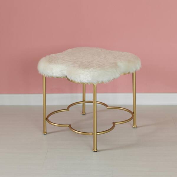 pink and gold vanity bench