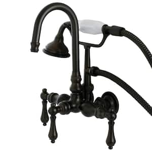 Vintage 3-3/8 in. Center 3-Handle Claw Foot Tub Faucet with Handshower in Oil Rubbed Bronze