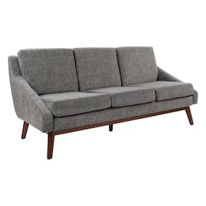 Mid-Century 64.5 in. Slope Arm Polyester Rectangle Sofa with Coffee Finish Legs in. Charcoal