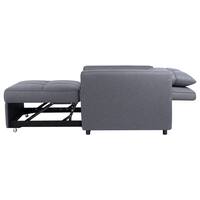 37 in W Anna Foldable Sleeper Convertible Chair, Gray, Linen Narrow Twin