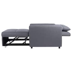 3-in-1 Convertible Chair Bed, 39 in. W. Pull Out Folding Lounger Sleeper Chair Bed, Linen Sofa Bed Living Room in Gray