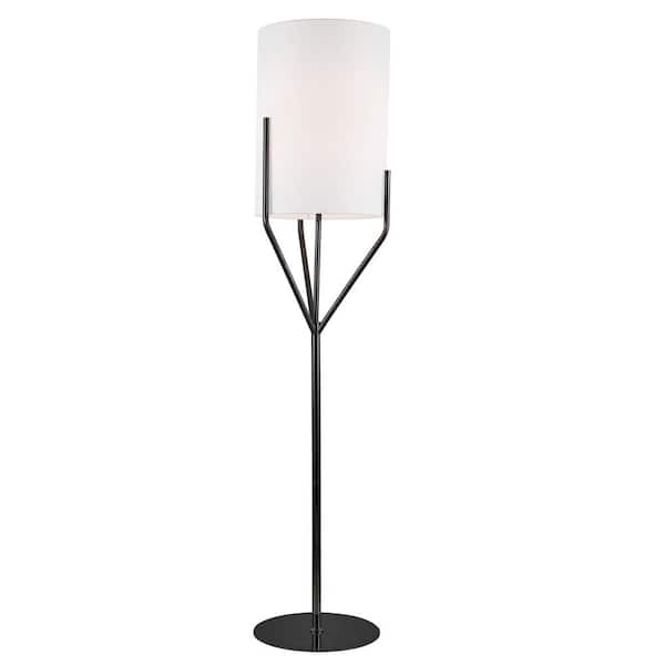 Dainolite Khloe 65 in. Matte Black 1-Light Standard Floor Lamp with White Fabric Shade