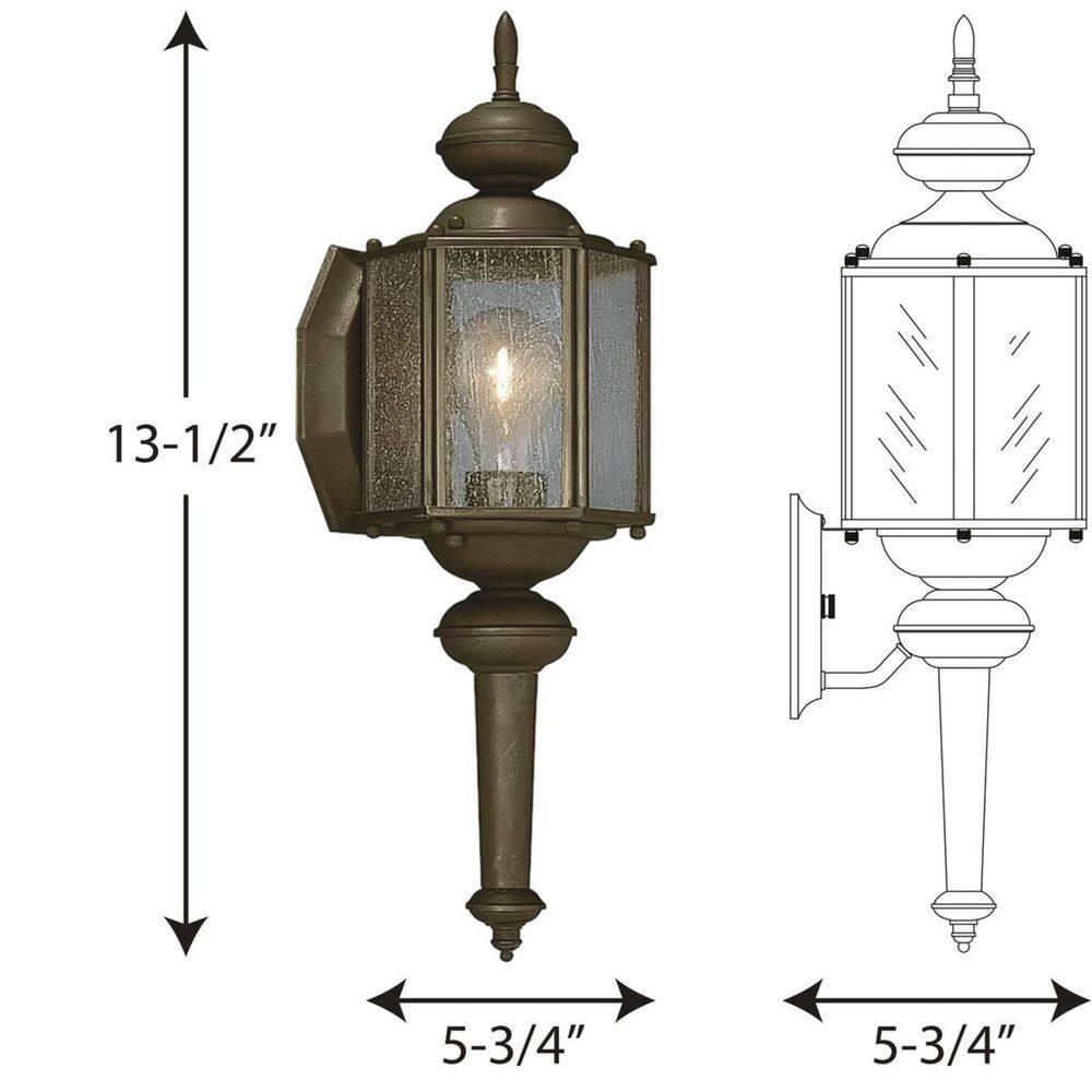 Antique Bronze 12" Outdoor Wall Lantern with Seeded Glass