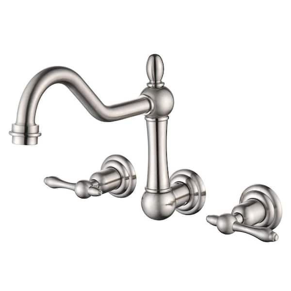 Vintage Double Handle Claw Foot Tub Faucet with Corrosion Resistant in Brushed Nickel