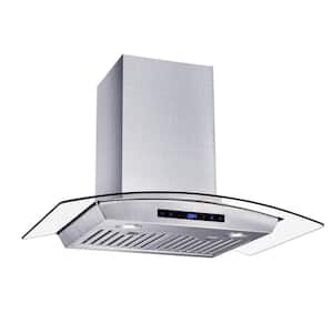30 in. W Convertible Glass Wall Mount Range Hood with 2 Charcoal Filters in Stainless Steel