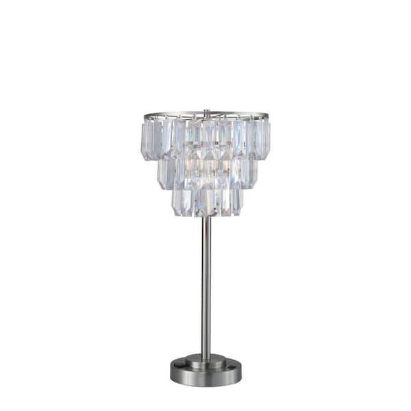 Sunpez 27.5 in. H Chrome Modern Crystal Shade Table Lamp, E27, Bulb not included