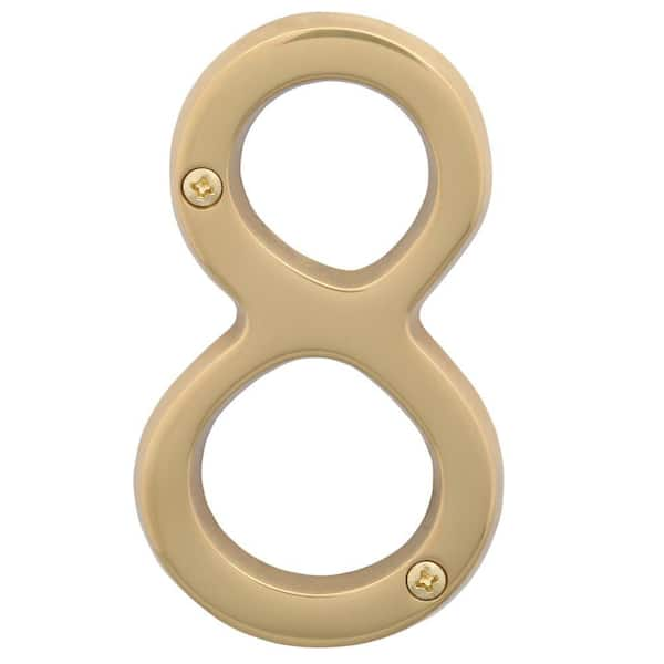 Schlage 4 in. Bright Brass Classic House Number 8