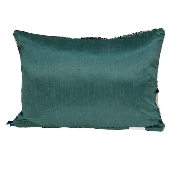 HomeRoots Beige, Green Solid Polyester 14 in. x 20 in. Throw Pillow