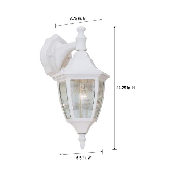 Designers Fountain - Waterbury White 1-Light Outdoor Line Voltage Hardwired Porch Light Wall Sconce with No Bulb Included