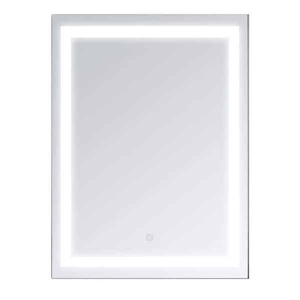 HOMCOM 24 in. W x 32 in. H Rectangular Frameless LED Mirror Wall Mount ...